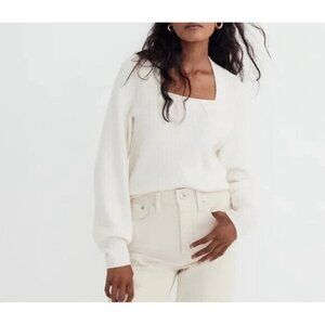 Madewell Melwood Square-Neck Sweater Wool Blend Coziest Yarn Size M Style NG731